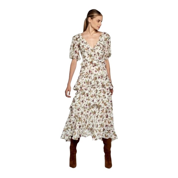 NWT MARISSA WEBB Deandra Tea Length White Floral Maxi Dress Small - Picture 8 of 12